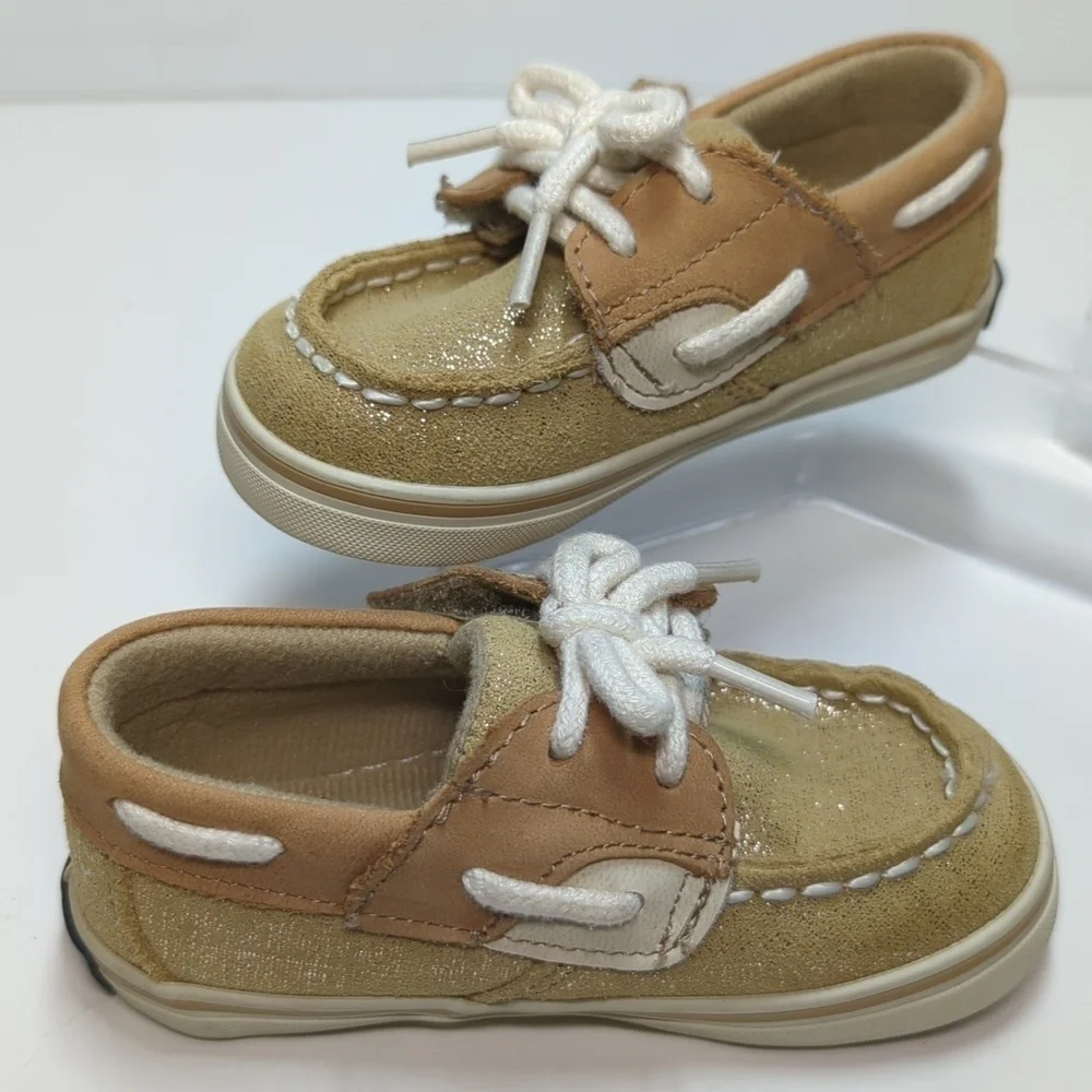 Sperry Topsider Blue Fish Crib Jr sparkley toddler shoes size 4 EU 20